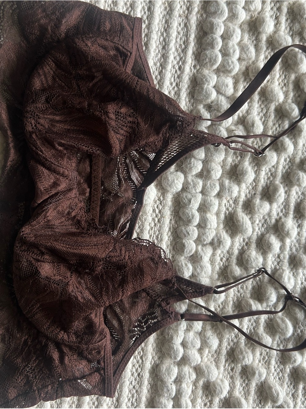 aerie Sheer Lace Bralette in Chocolate Brown